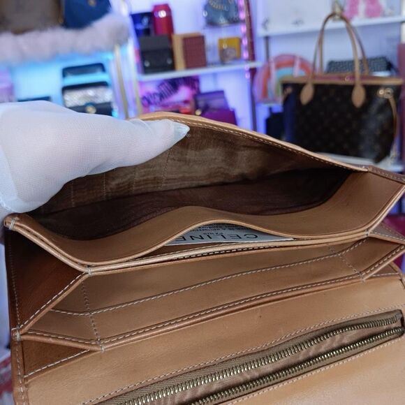 Rare VTG Celine Large Size Macadam Brown Leather Accordion Organizer Wallet - Picture 7 of 13